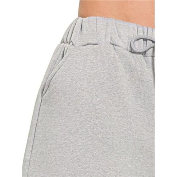 Zenana Fleece Drawstring Short Pants With Pockets - Picture 3 of 3